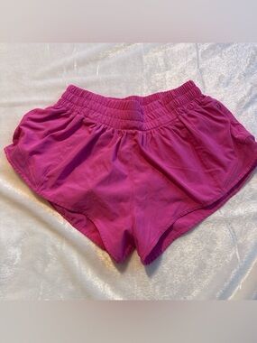 Women's Hot Pink Elastic Waist Athletic Shorts